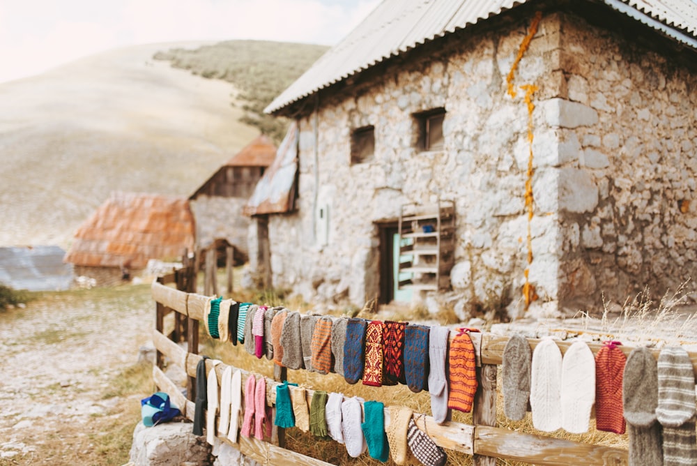 socks dried on railing