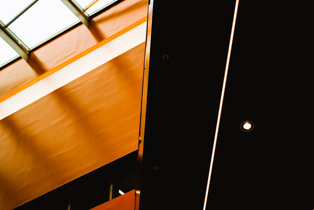 a close up of a door with a skylight in the background