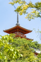 low-angle photography of red pagoda house