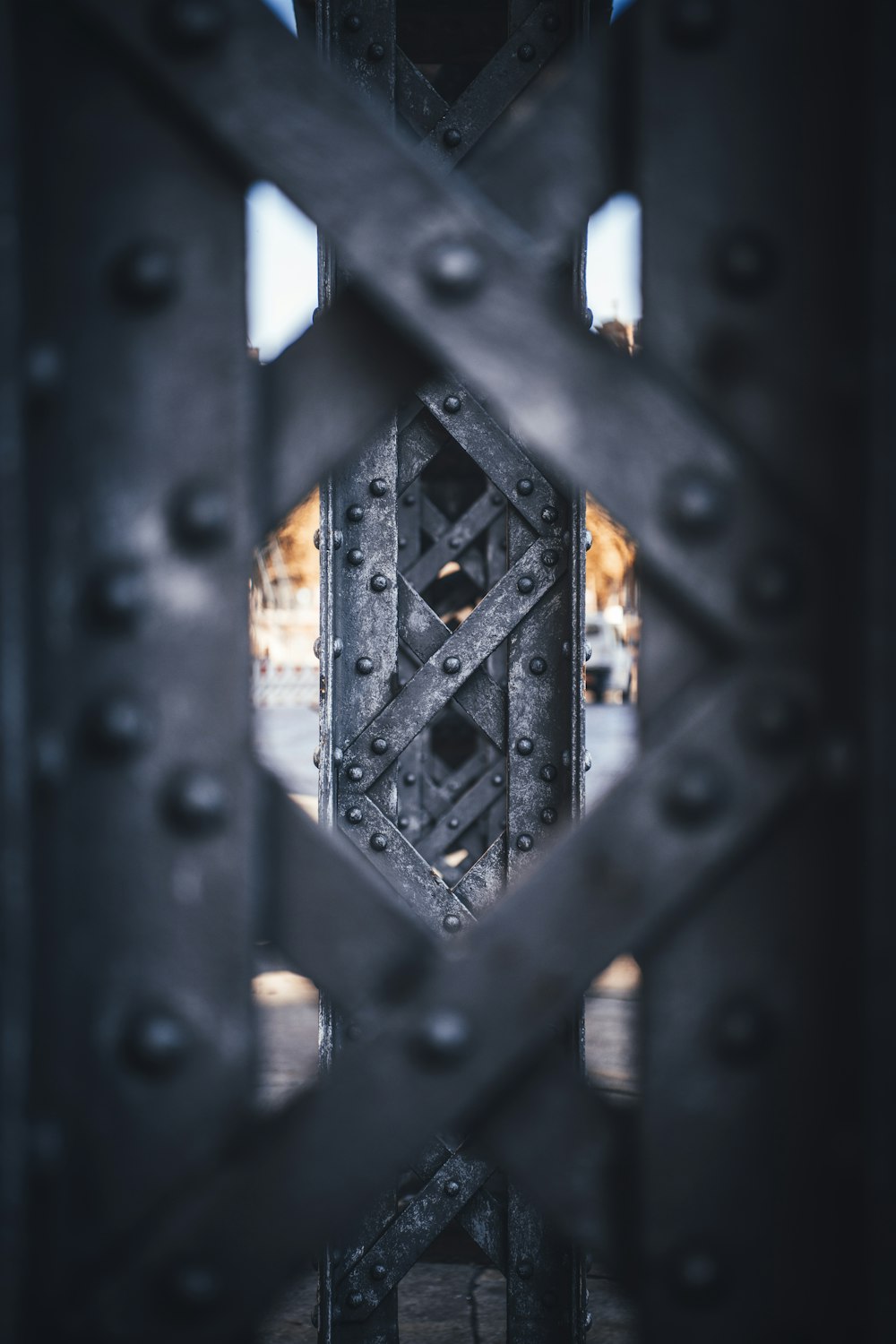 a close up of a metal structure with rivets