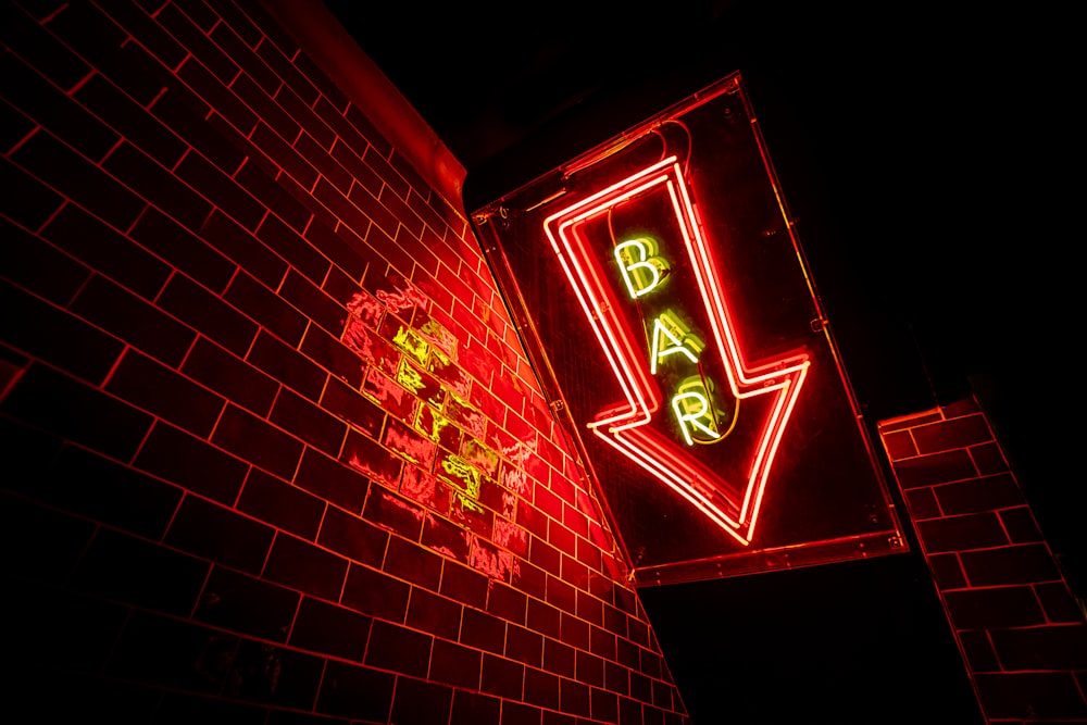 red bar neon sign