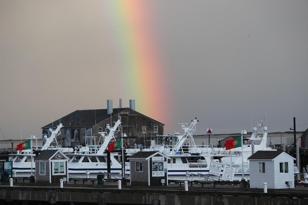 rainbow over industrial building