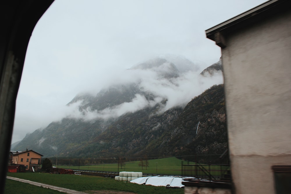 mountains and buildings during day