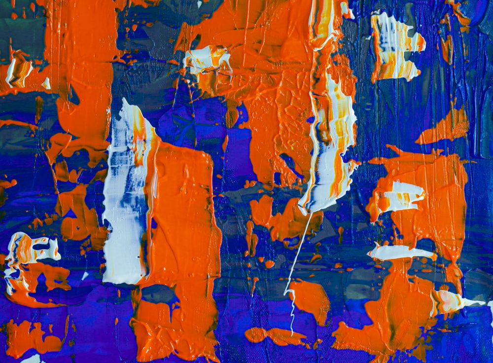 orange and blue abstract painting