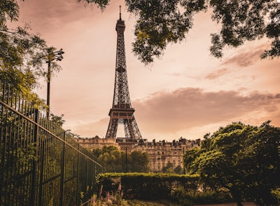 Eiffel Tower under gray sky