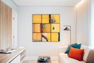 Vibrant wall art displayed in a contemporary living space.