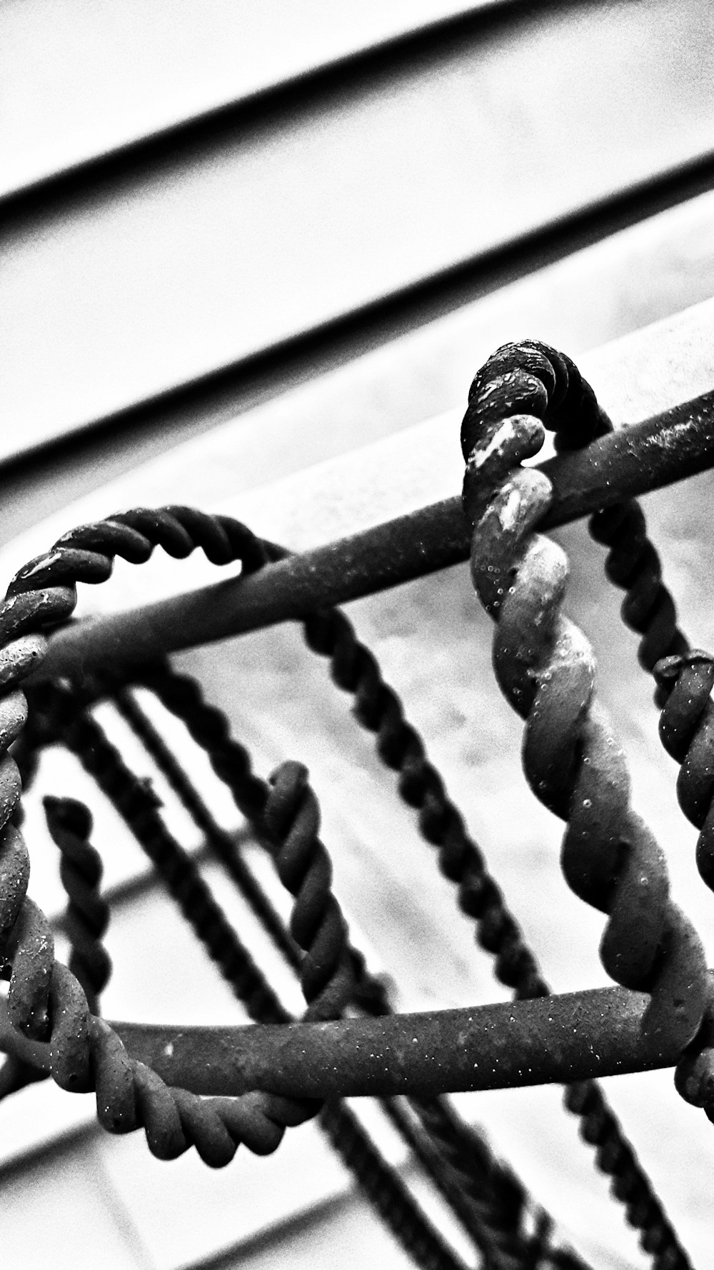 black twisted wrought iron railings