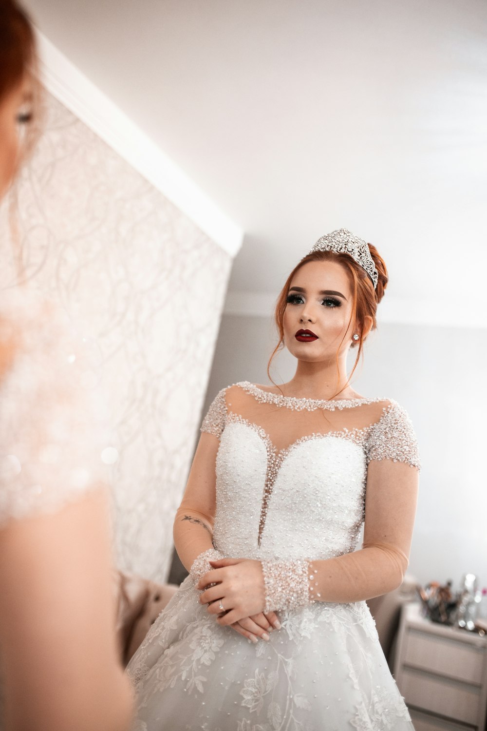 woman wearing wedding dress