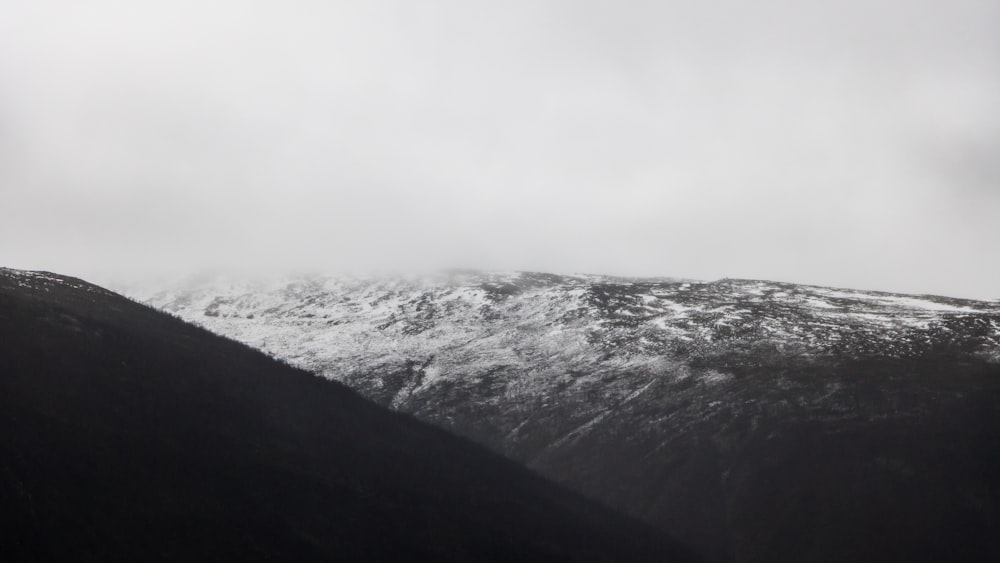 grayscale photo of mountain