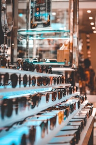 assorted sunglasses on display at store