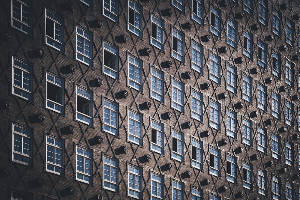 brown and blue concrete building