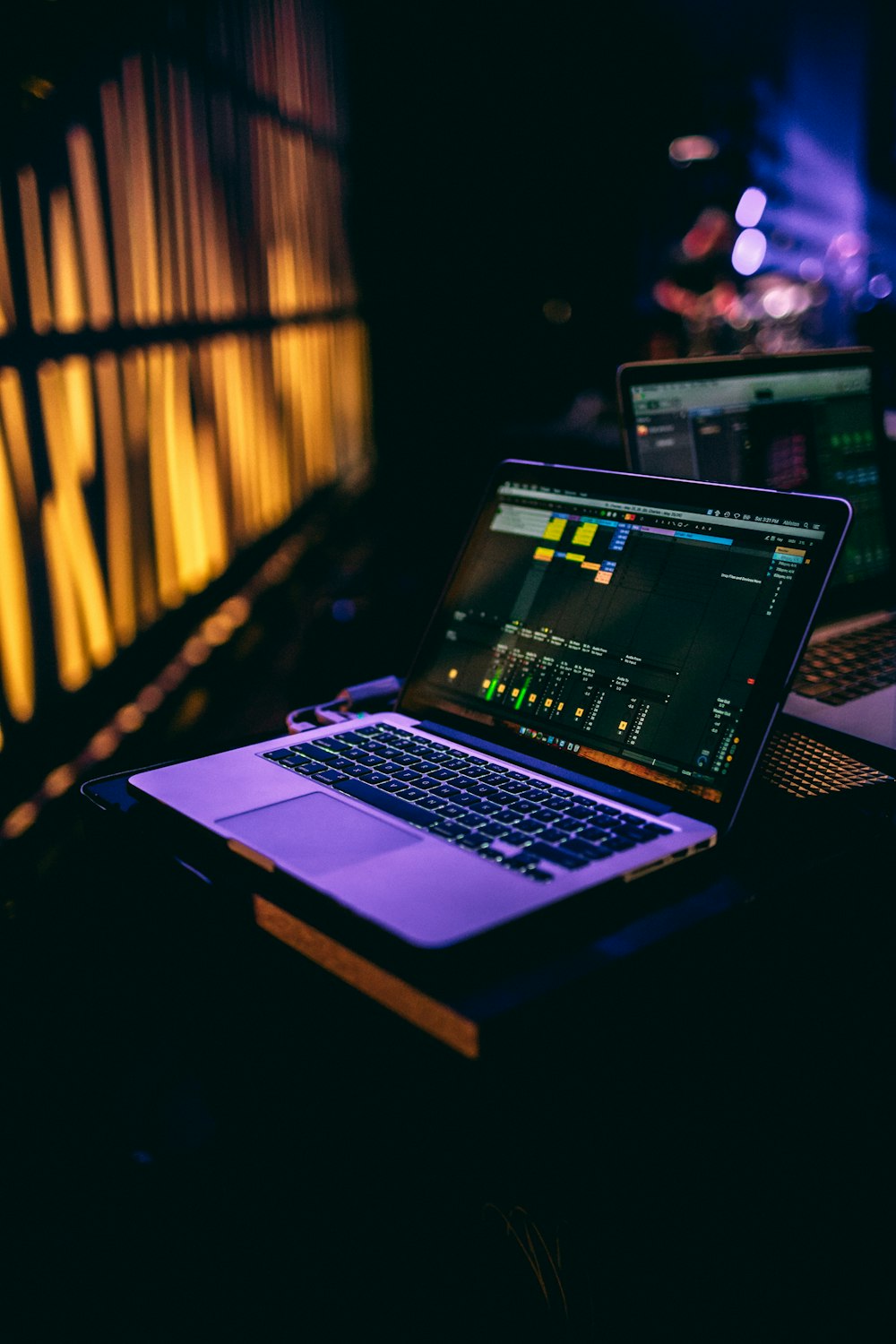 black and grey laptop computer on desk