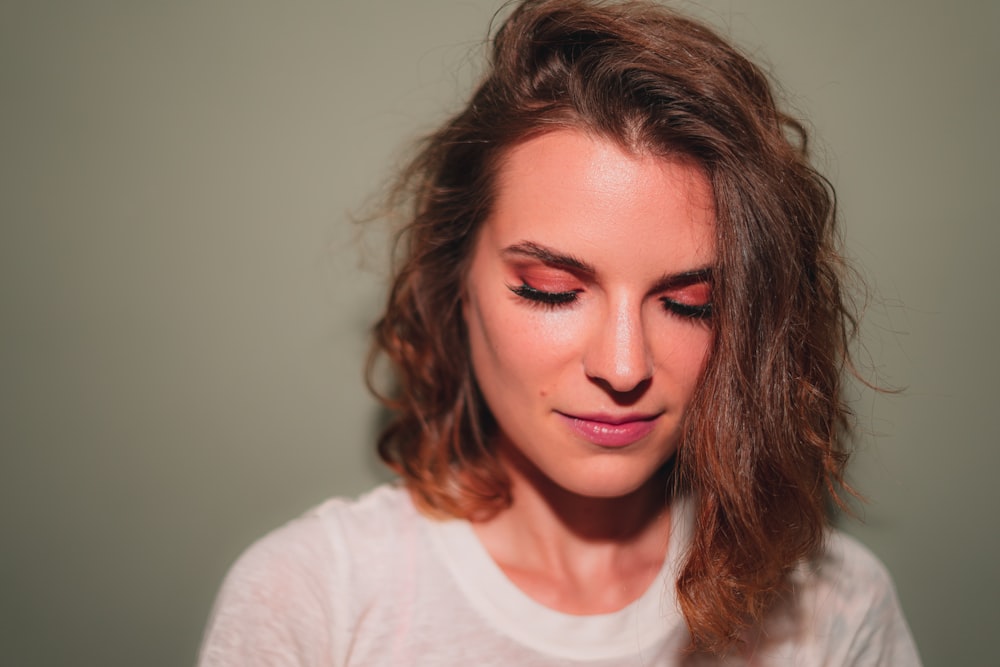 smiling woman taking selfie