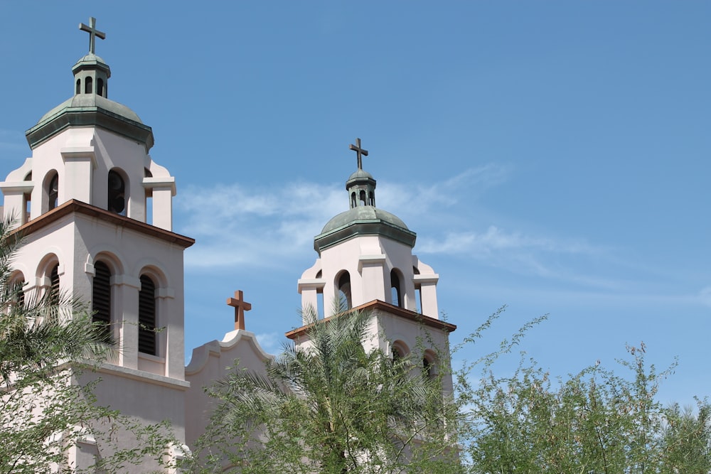 church near trees during day