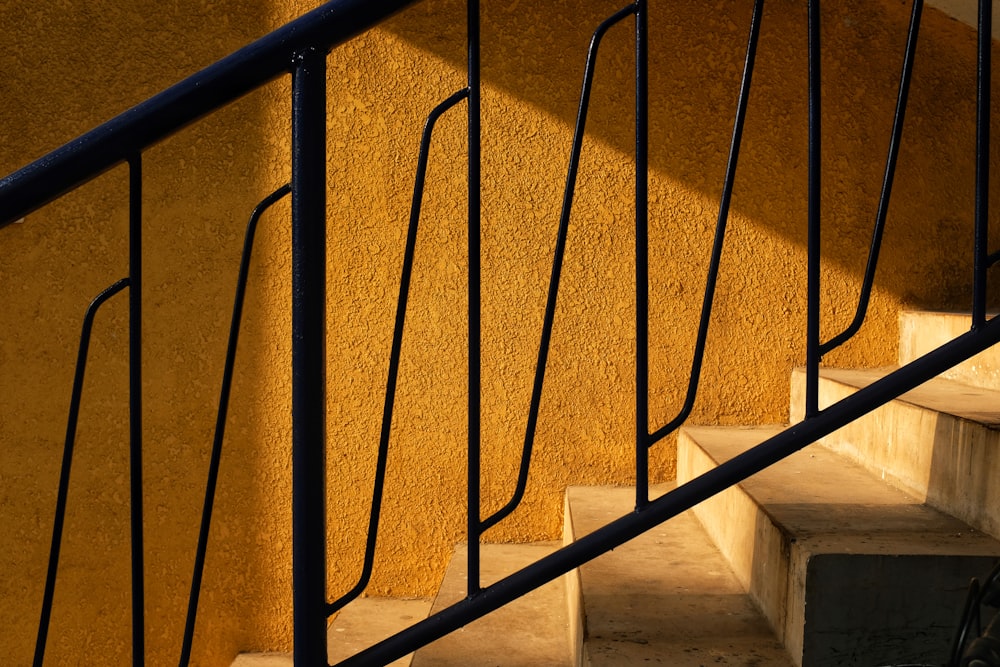 black metal railings and stairs with no people