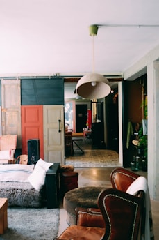 turned-off round white and green pendant lamp