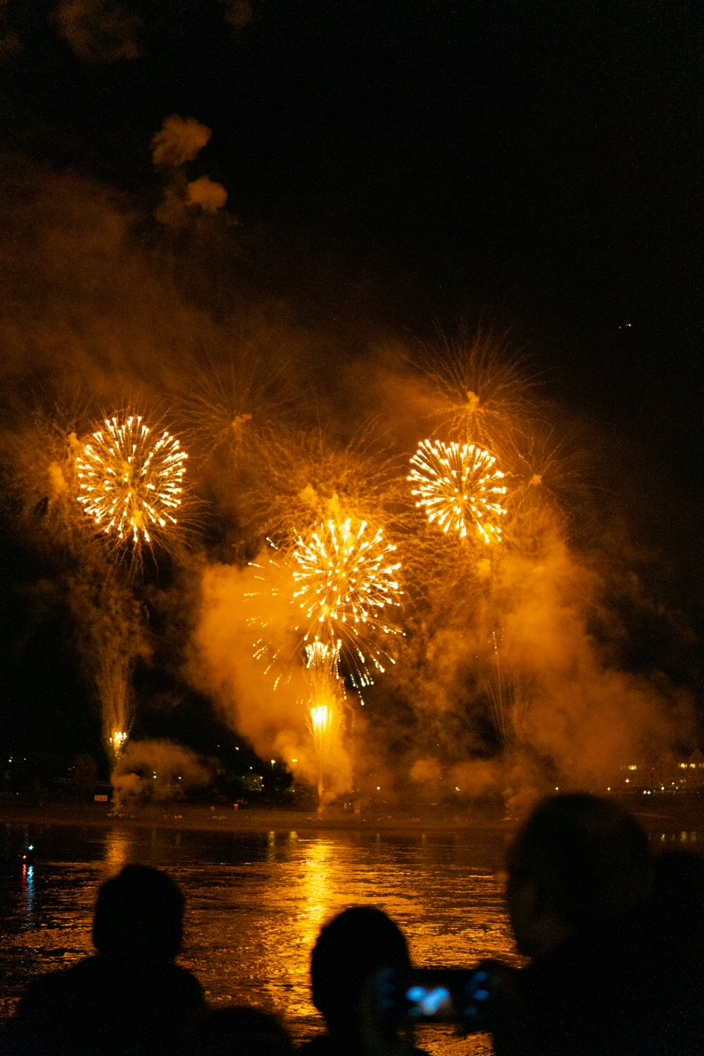 people watching fireworks during nighttime