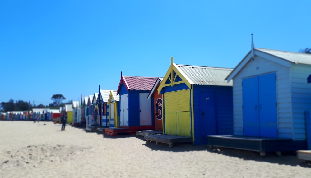 assorted-color sheds during daytime