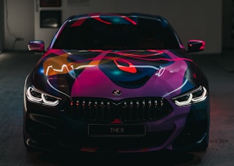 black and purple BMW vehicle