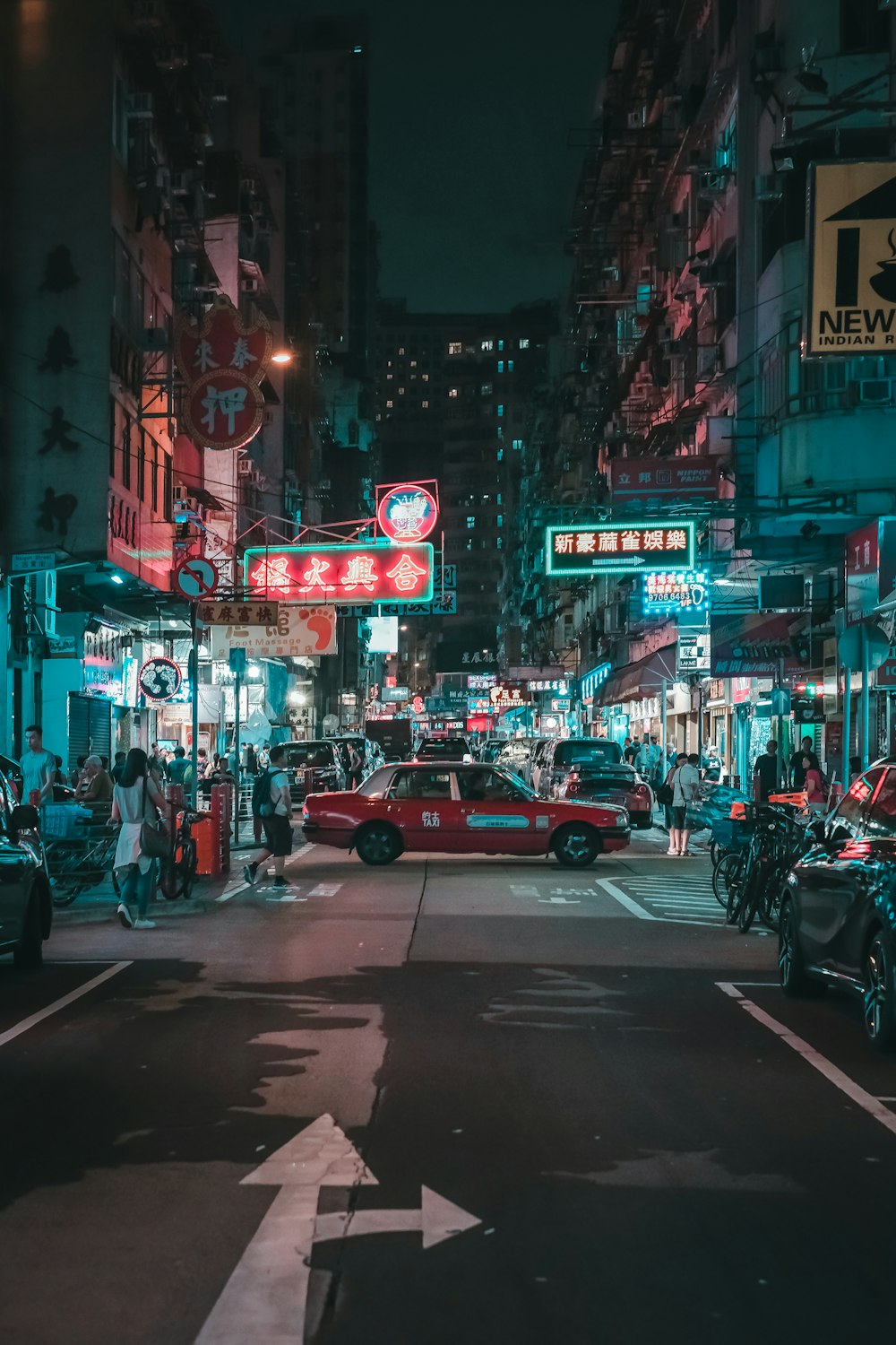 vehicle in road during nighttime