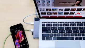 silver laptop computer turned-on