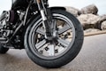 closeup photography of black motorcycle