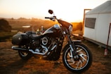 parked black motorcycle
