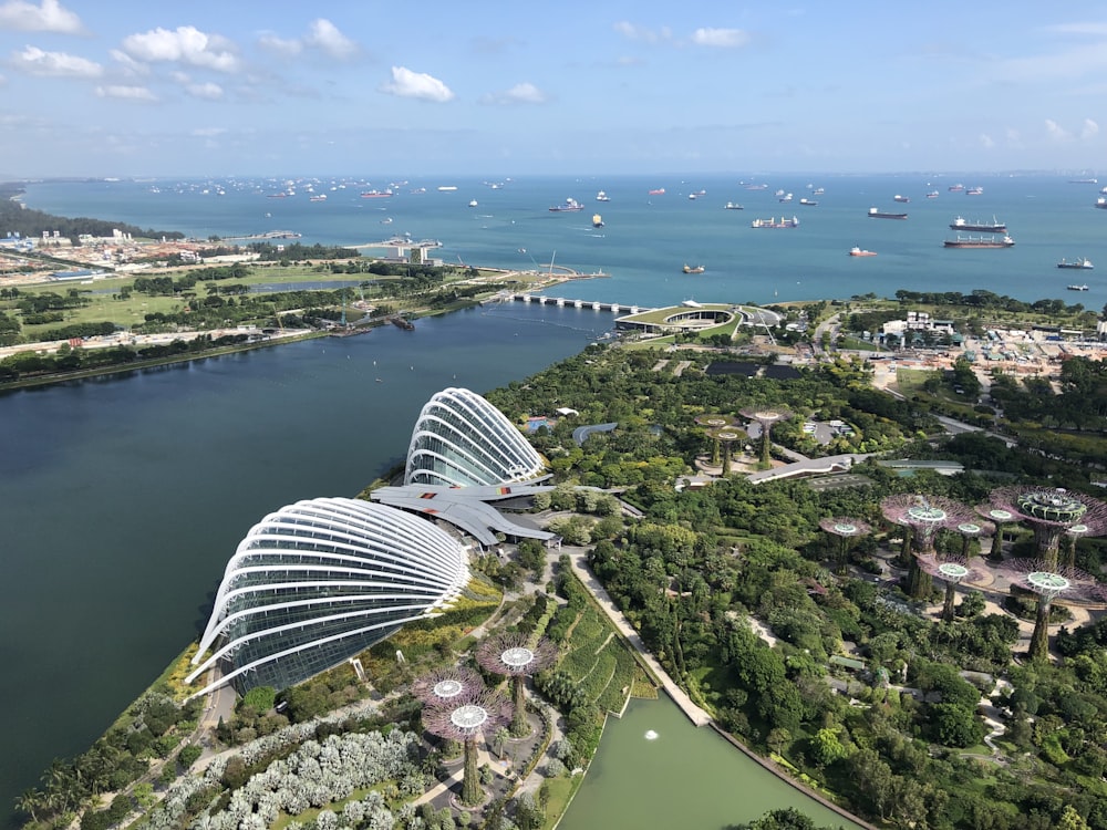 aerial photography of white concrete building