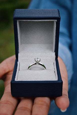 silver-colored solitaire ring