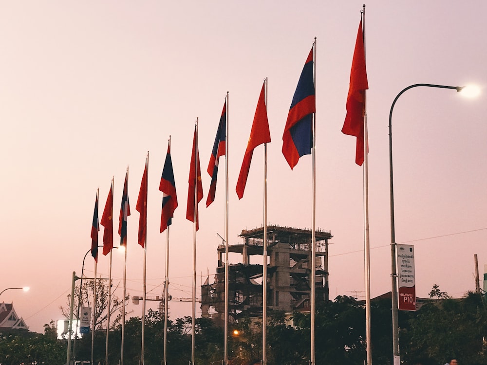 assorted-color flags