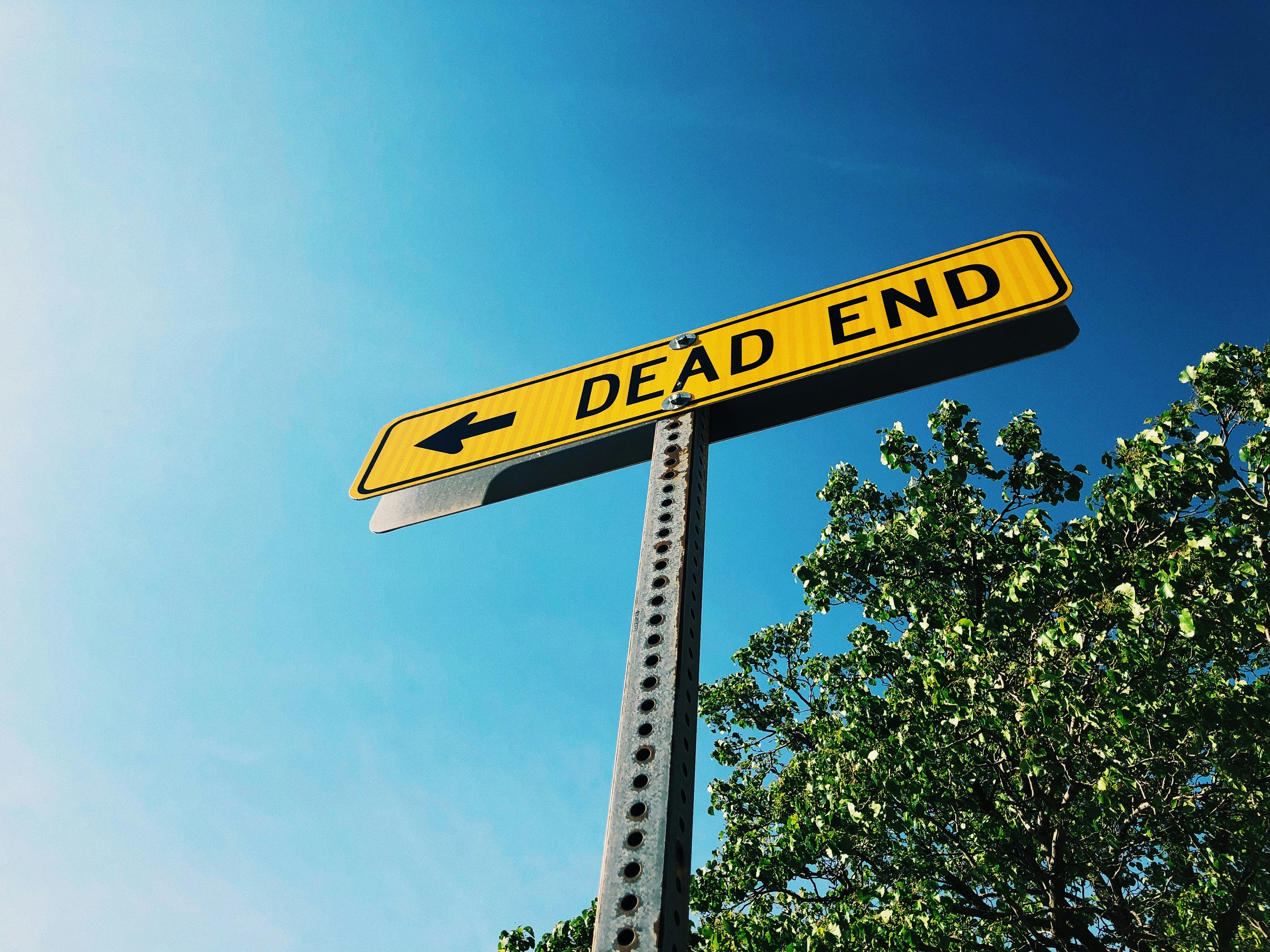low-angle photography of dead end signage