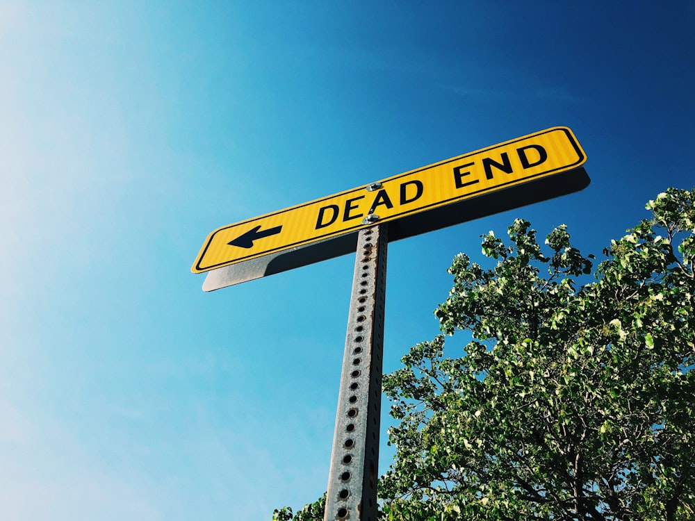 low-angle photography of dead end signage