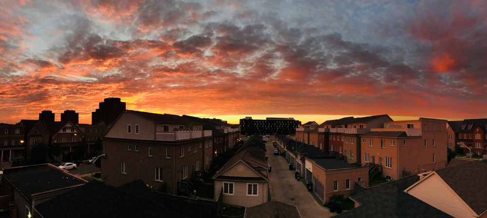 sunrise at town full of houses