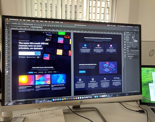 A vibrant screenshot showcasing Adobe Photoshop interface with creative editing tools visible.