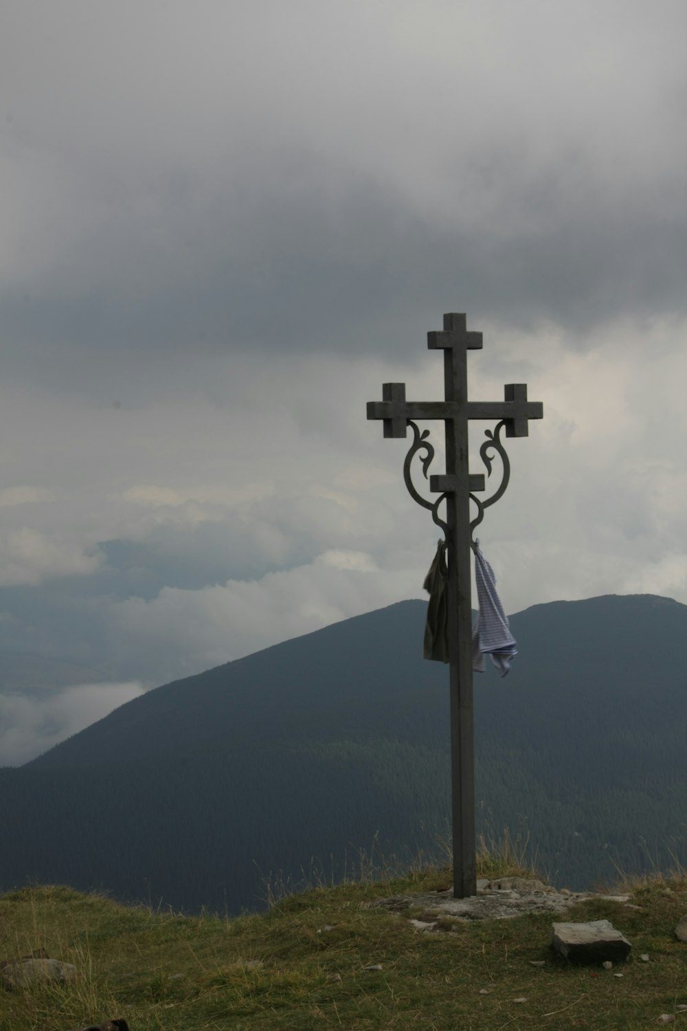 black metal post on hill