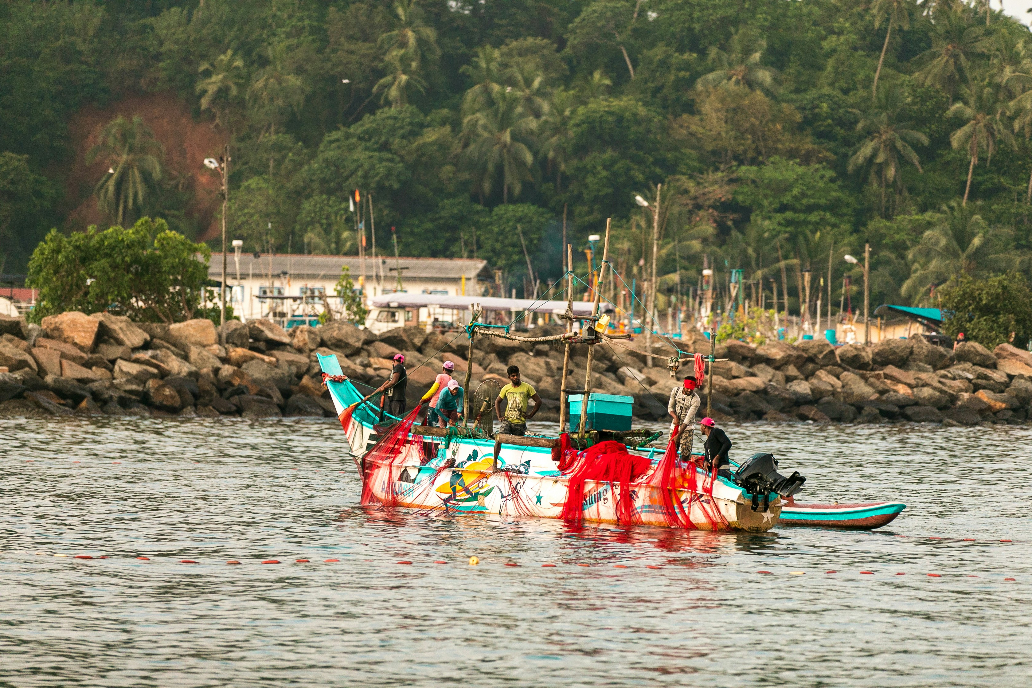 men riding on boat