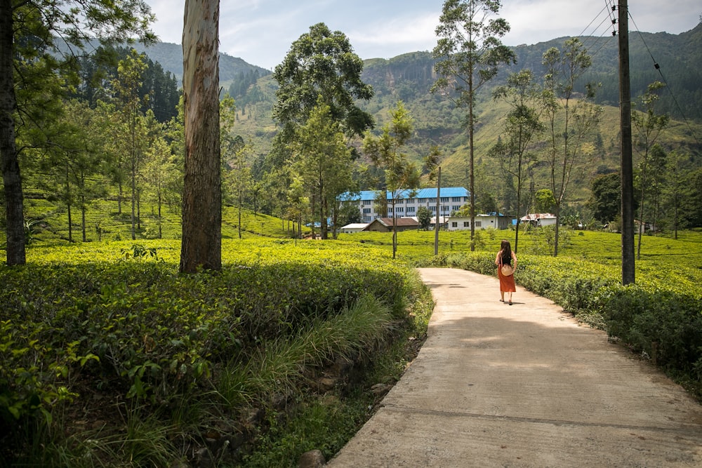 woman walking on walkway