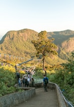 Pilgrims walking along a scenic path leading to the Chardham shrines.
