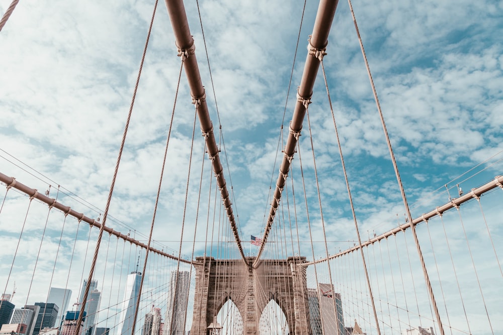 high angle photography of Brooklyn Bridge during daytime