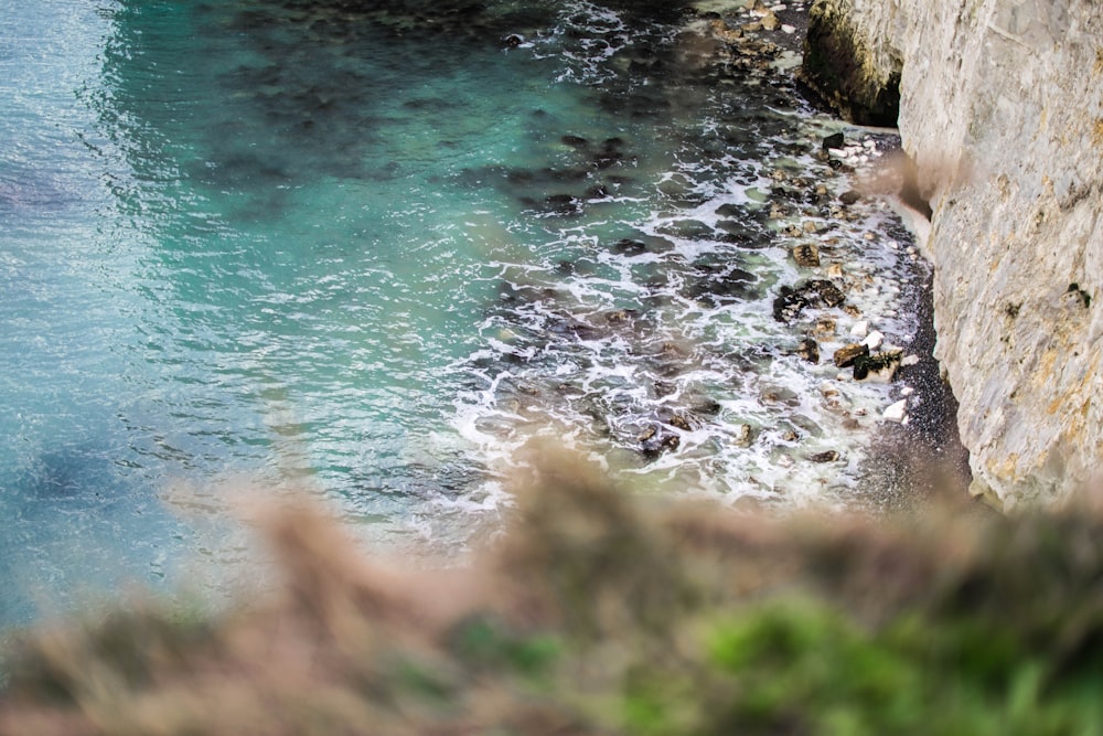 rock cliff near seashore