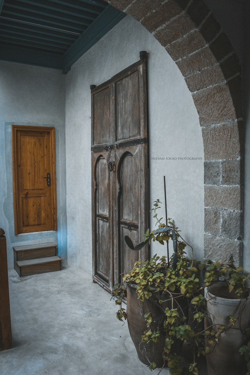 gray wooden door