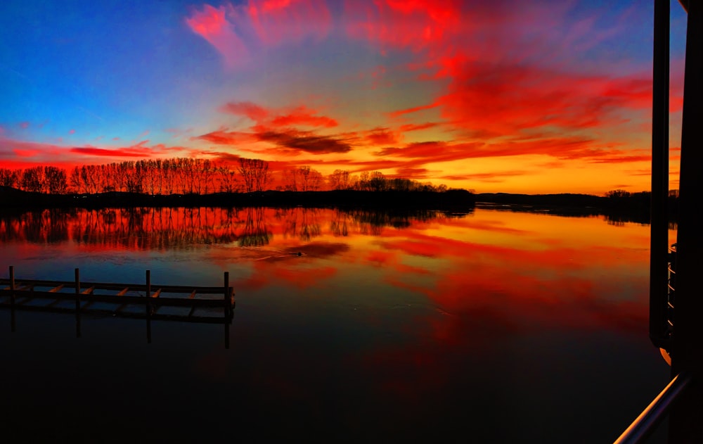 landscape photo of a lake at sunset