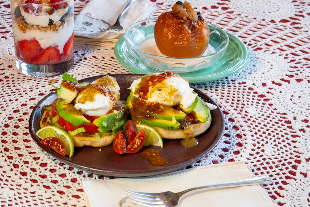 vegetable and fruit dishes on plate