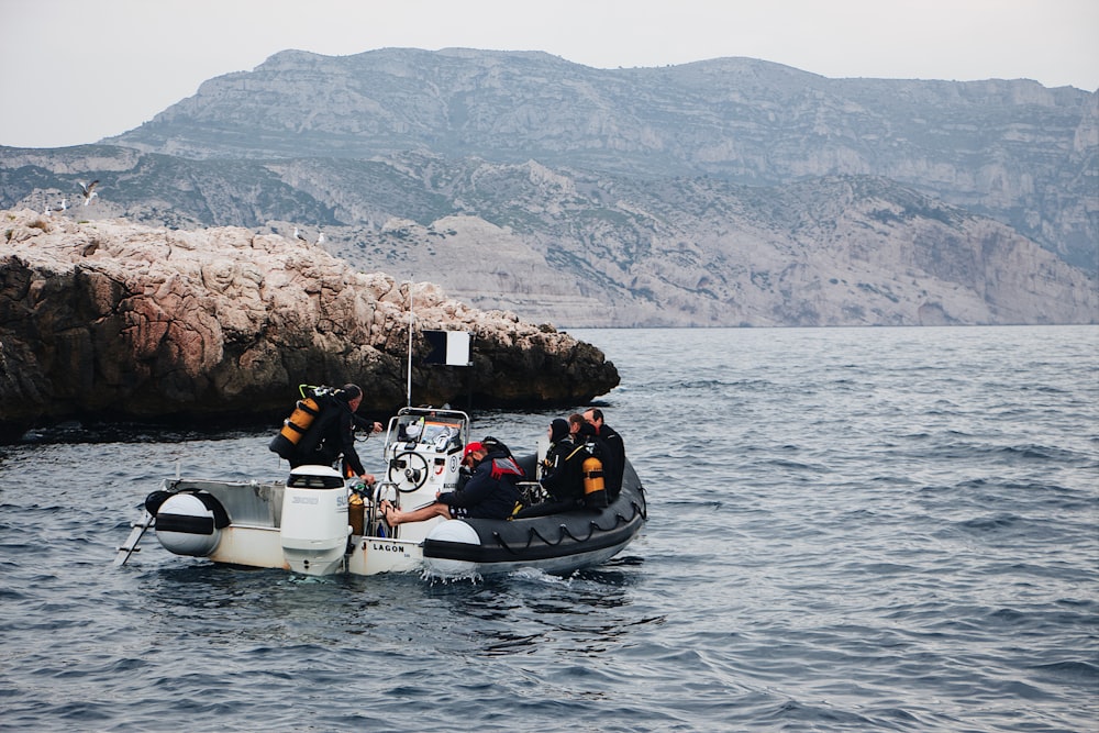 people on inflatable boat