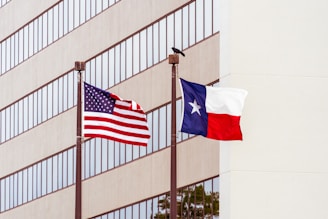 Texas Flag and USA flag on poles
