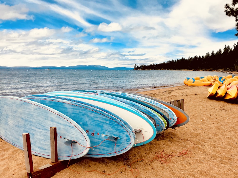 surfboards on seashore