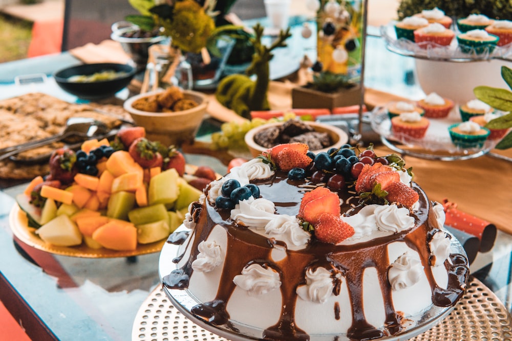 dessert cake on table