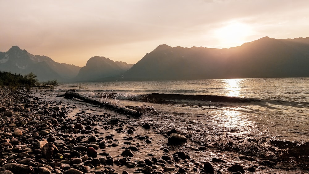 body of water during golden hour