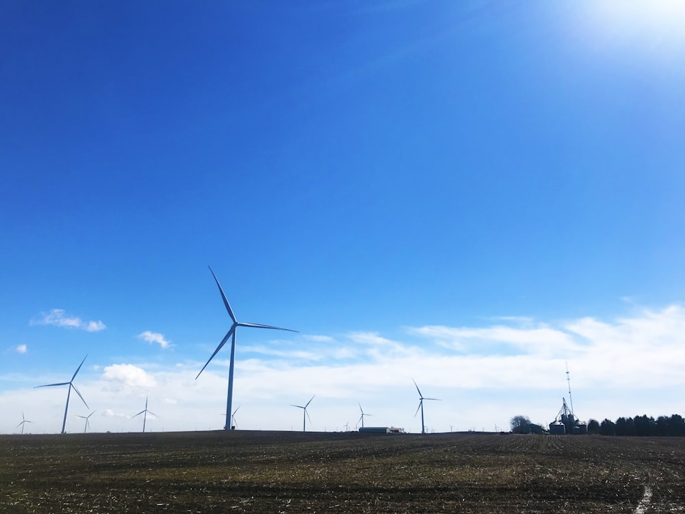 wind mills under blue sky