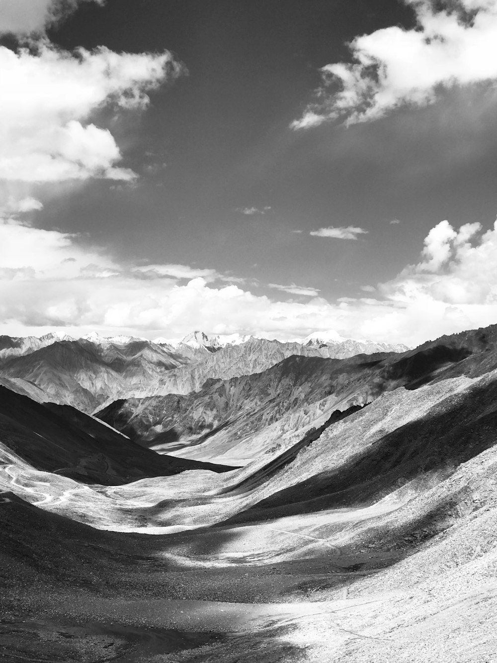 grayscale photography of mountain